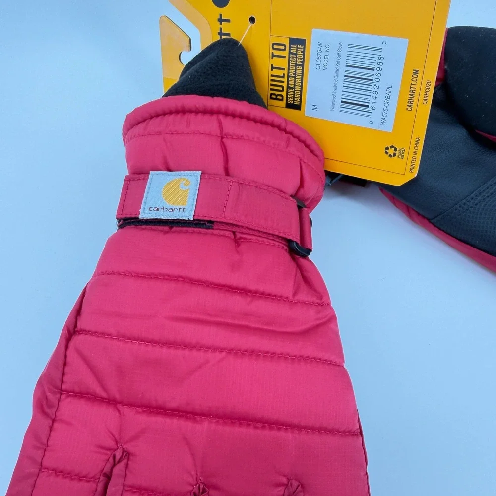 Carhartt Women's M Red Waterproof Insulated Quilted Knit Cuff Winter Gloves